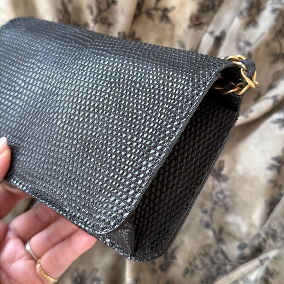 CHANEL Black Vintage Lizard Single Flap Bag Small GHW - Picture 3 of 15